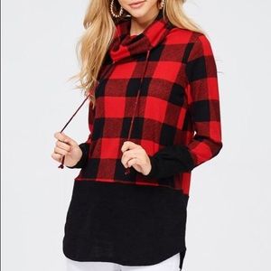 Buffalo Plaid Cowl Neck